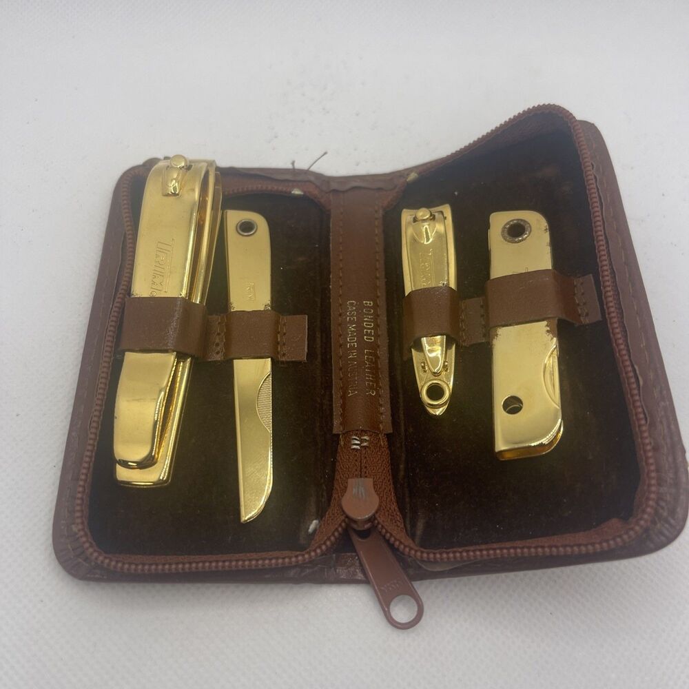 TRIM  Vintage Gold Manicure Set - Leather Case